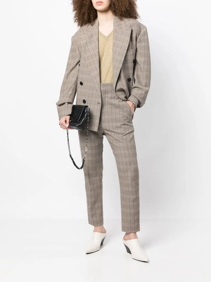 Check-Print Tapered Trousers