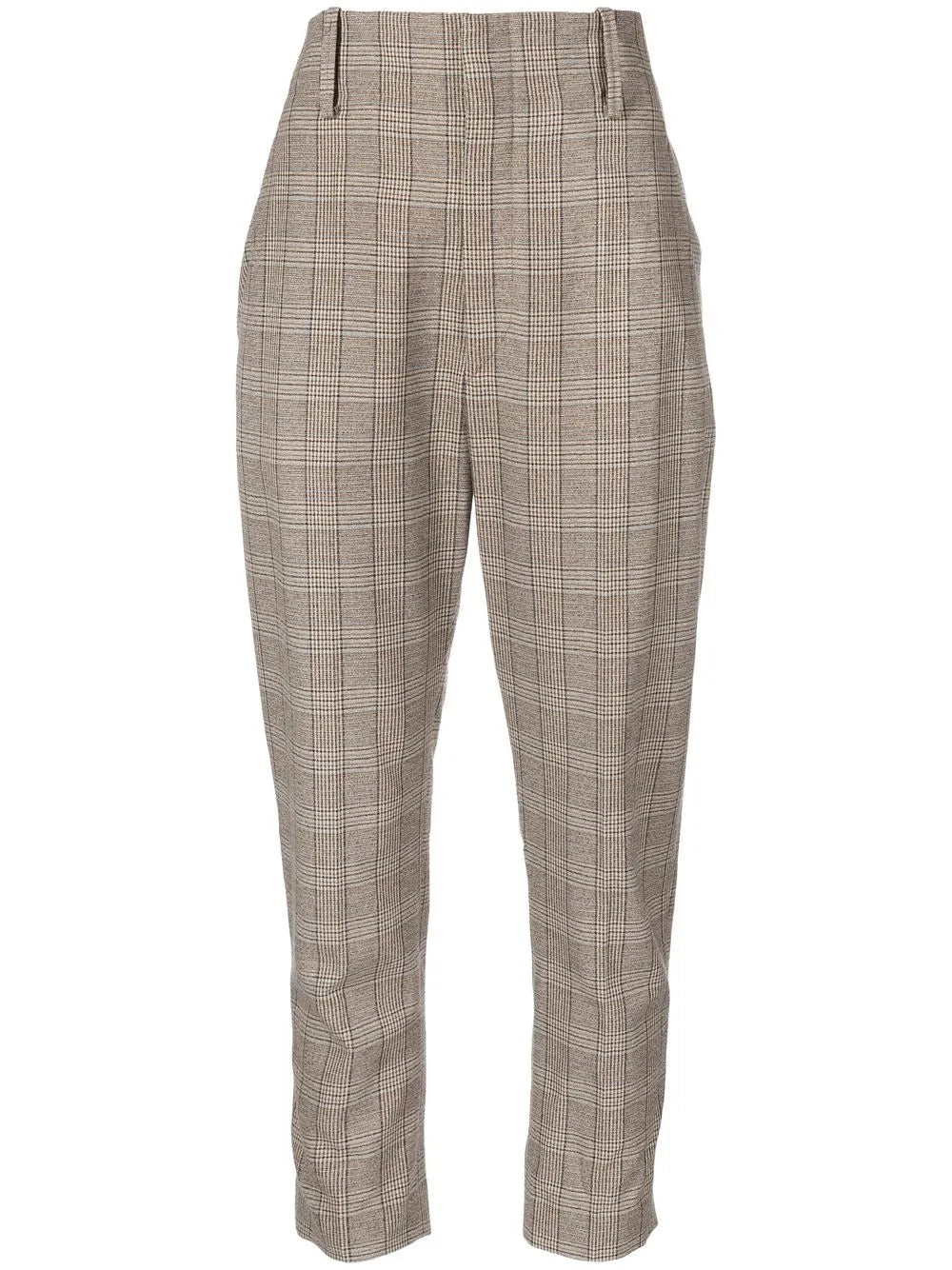 Check-Print Tapered Trousers