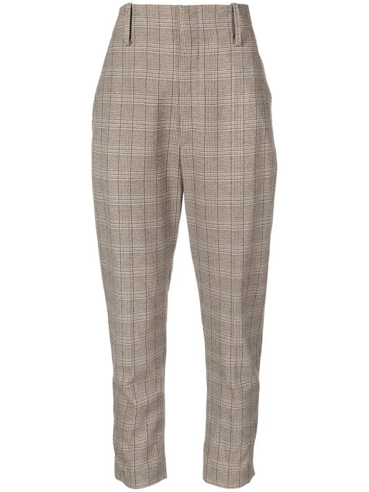Check-Print Tapered Trousers