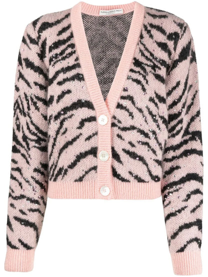 Animal-Pattern Knit Cardigan