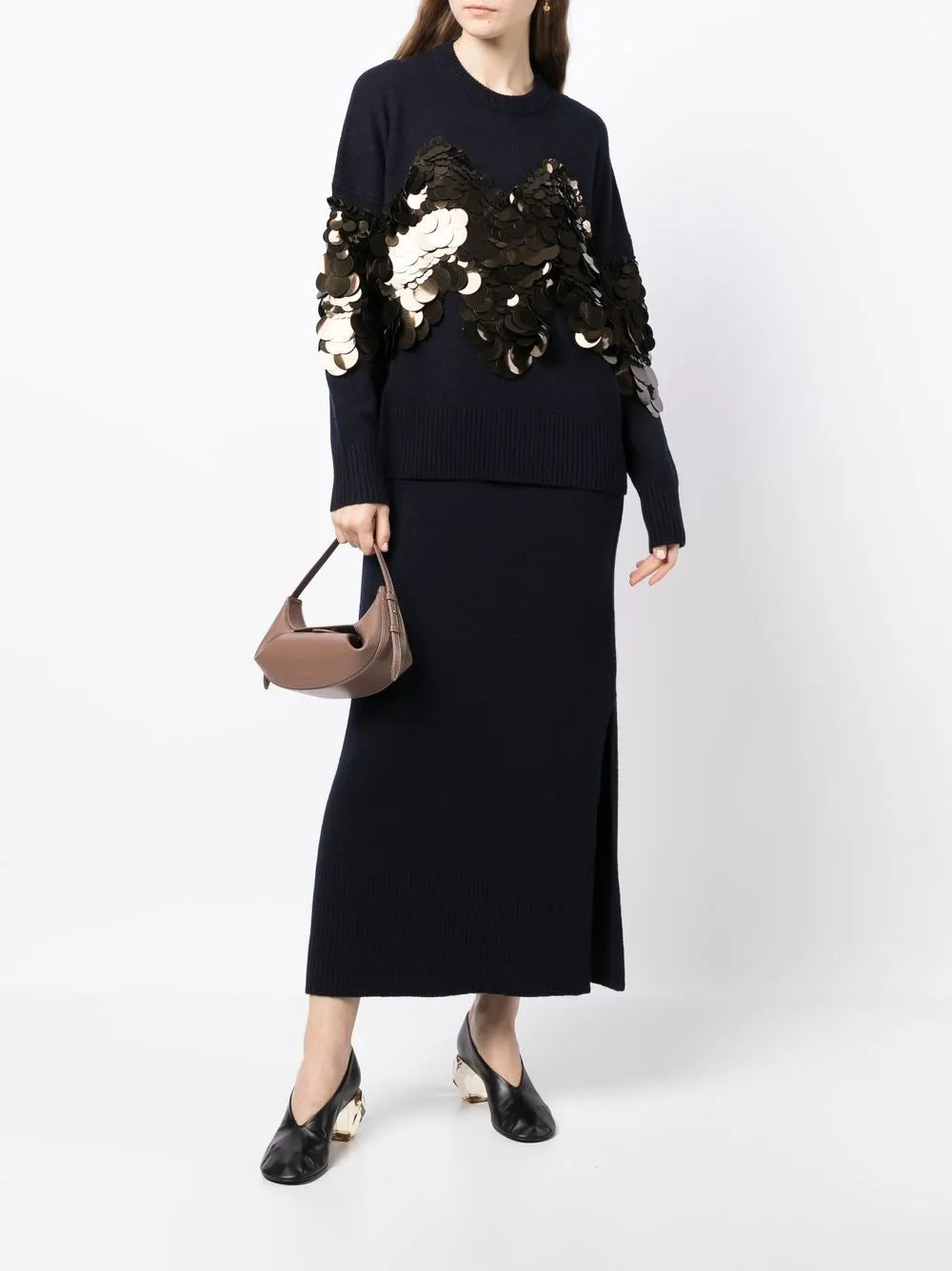 High-Waisted Knitted Midi Skirt