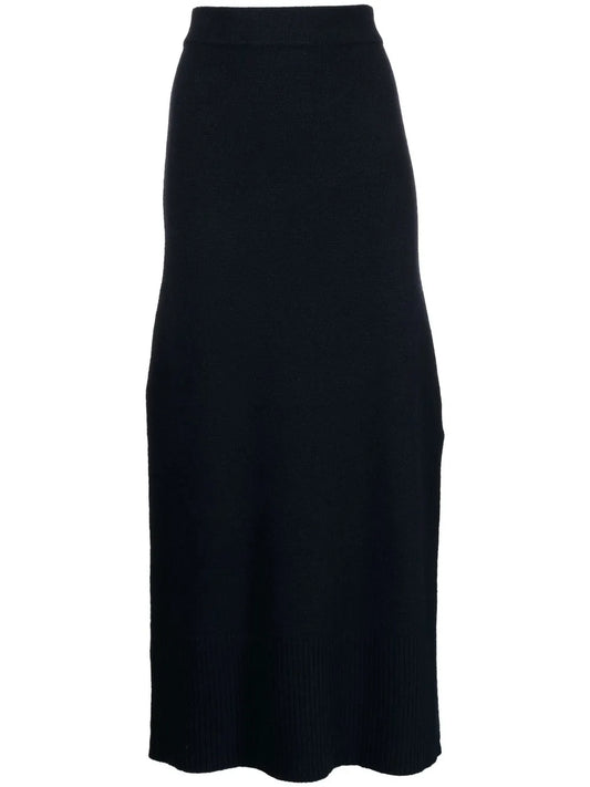 High-Waisted Knitted Midi Skirt