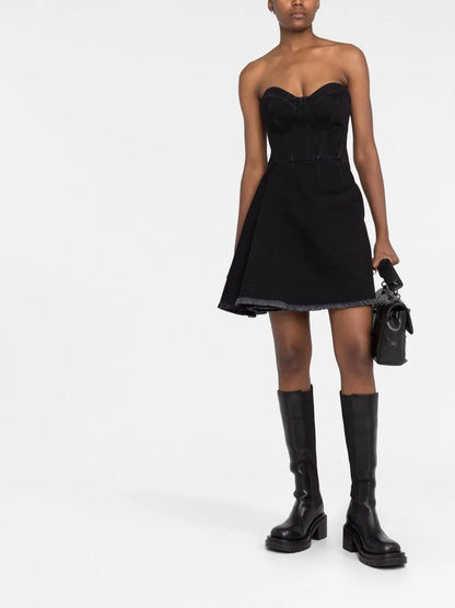 Fringe Detail Strapless Minidress