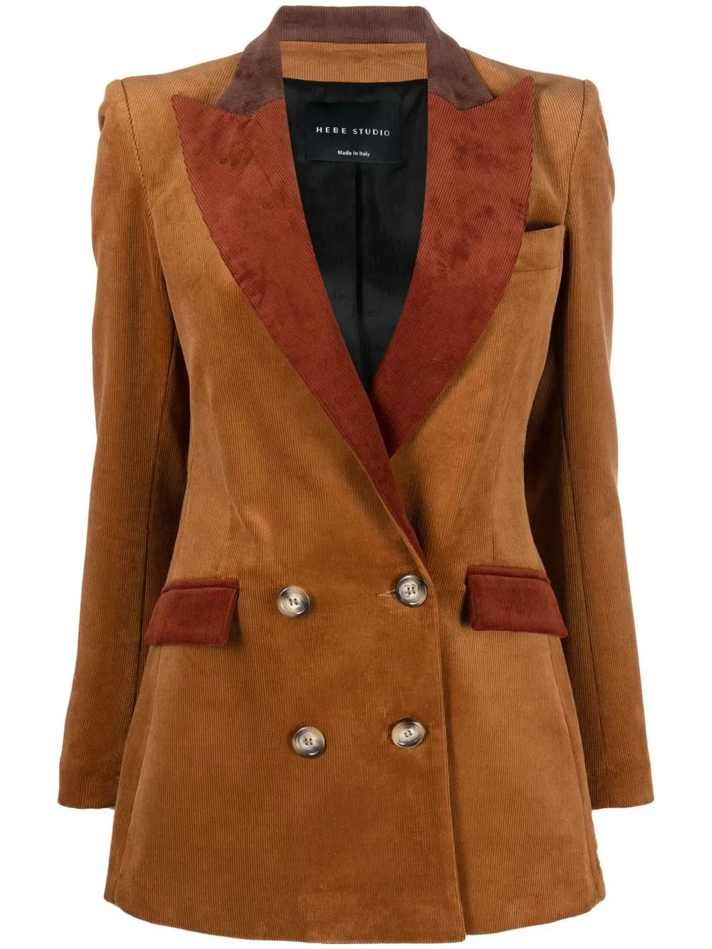 Contrast-Lapel Double-Breasted Jacket