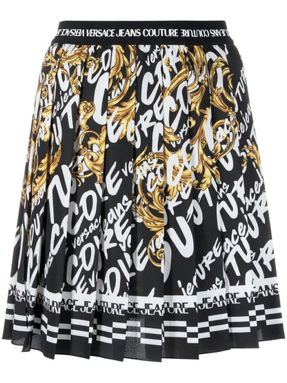 Barocco-Print Pleated Skirt