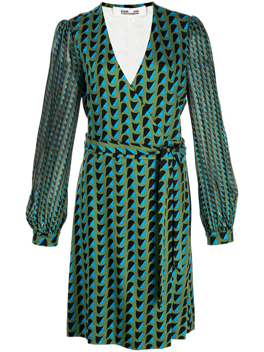 Gala Abstract-Print Wrap Dress