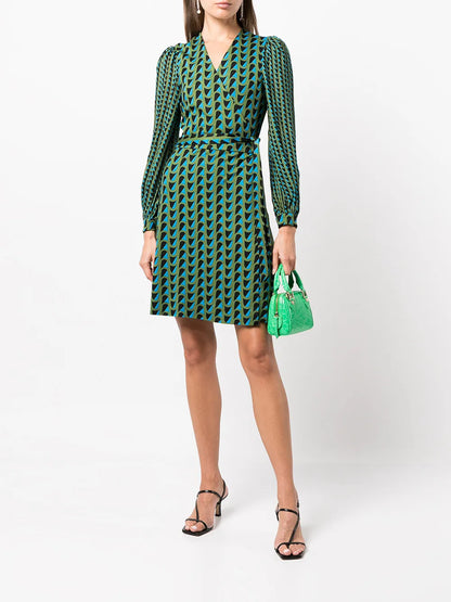 Gala Abstract-Print Wrap Dress