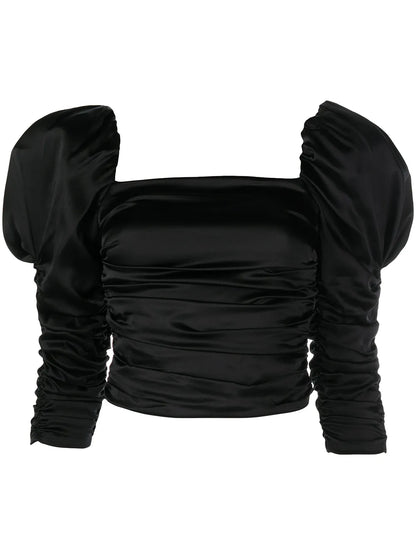 Katrice Ruched Puff-Sleeve Top