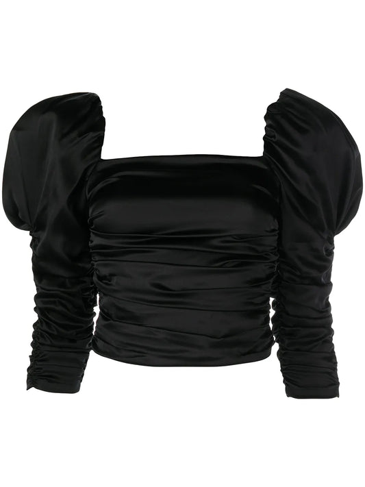 Katrice Ruched Puff-Sleeve Top