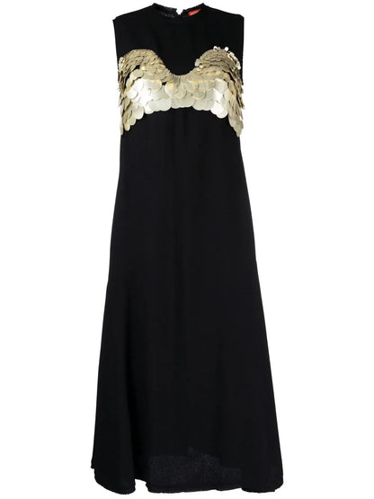 Disc-Detail Fluted Dress