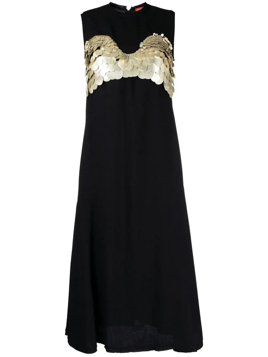 Disc-Detail Fluted Dress