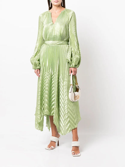 Metallic-Thread Pleated Skirt