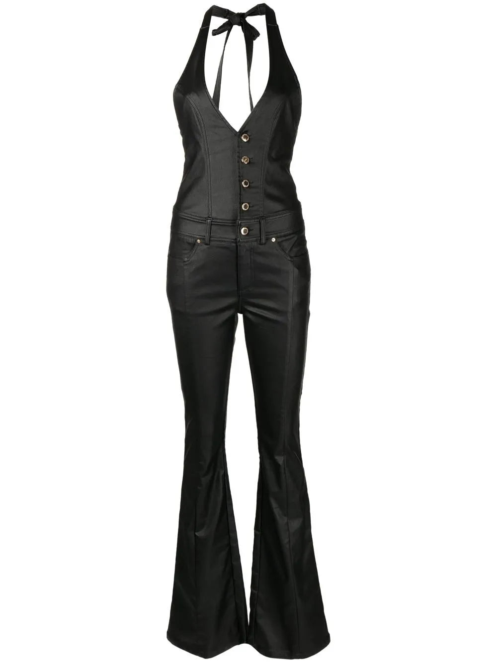Cynthia Button-Down Halterneck Jumpsuit
