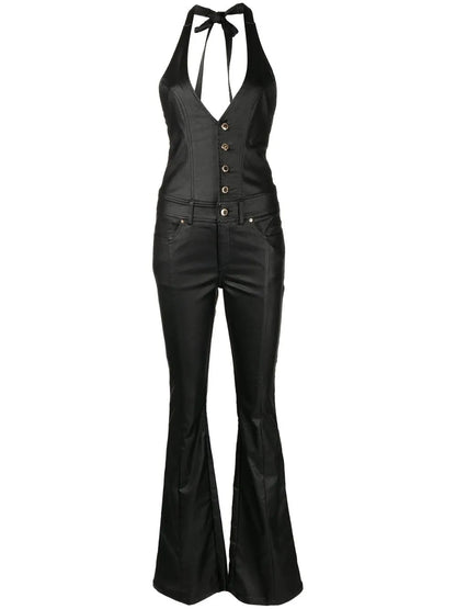 Cynthia Button-Down Halterneck Jumpsuit