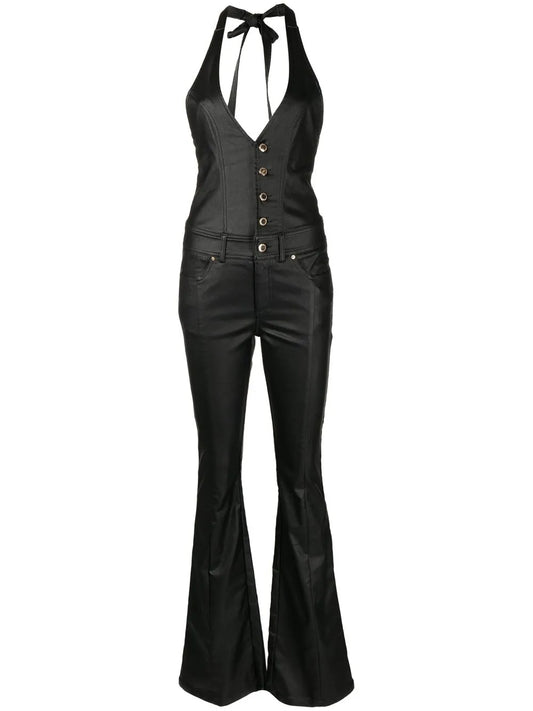 Cynthia Button-Down Halterneck Jumpsuit