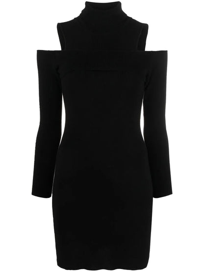 Cut-Out Knitted Mini Dress