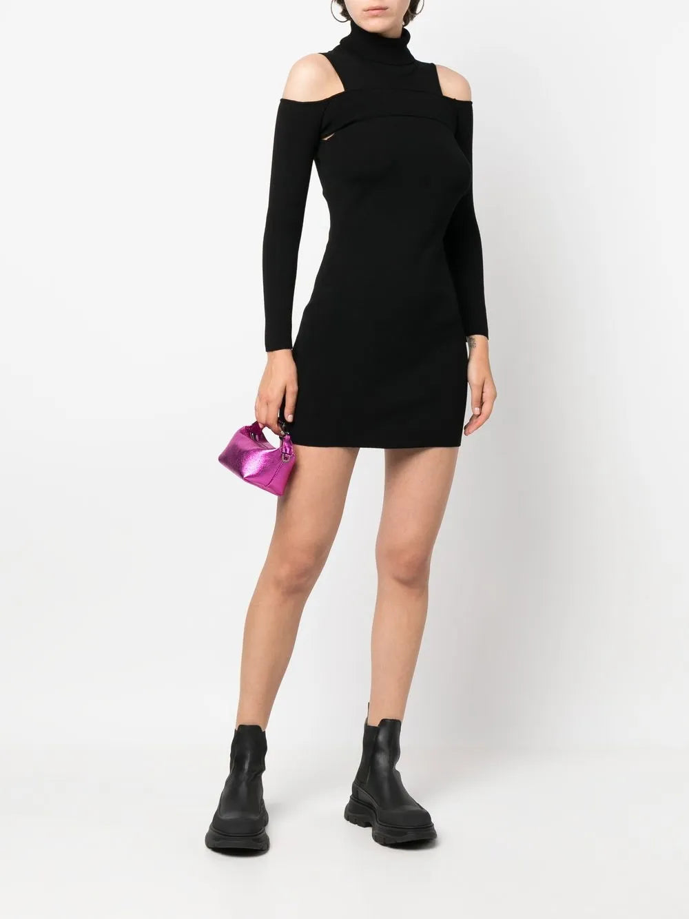 Cut-Out Knitted Mini Dress