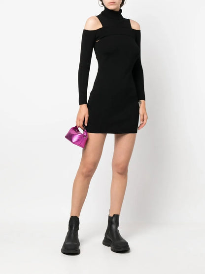 Cut-Out Knitted Mini Dress