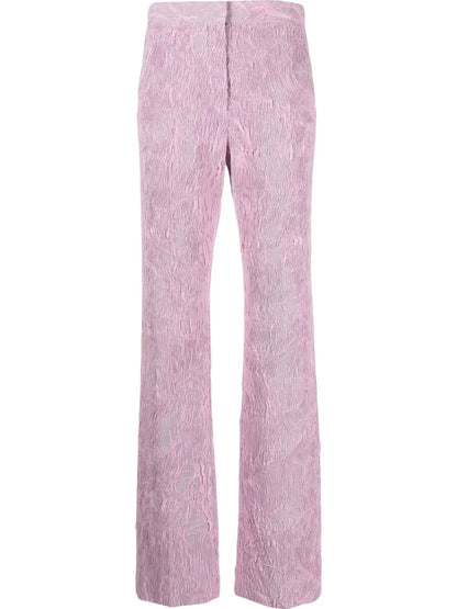 Textured-Finish Wide-Leg Trousers