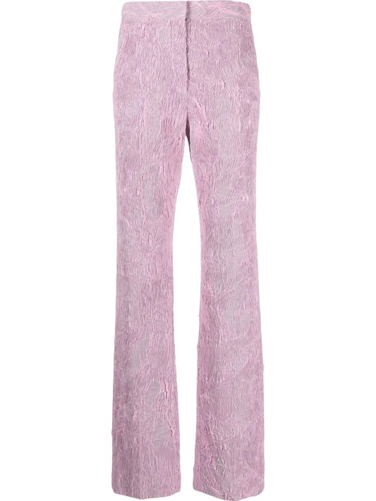 Textured-Finish Wide-Leg Trousers