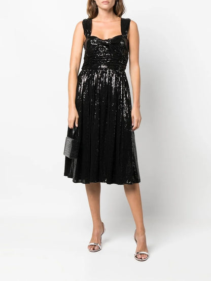 Sequin-Embellished Midi Dress