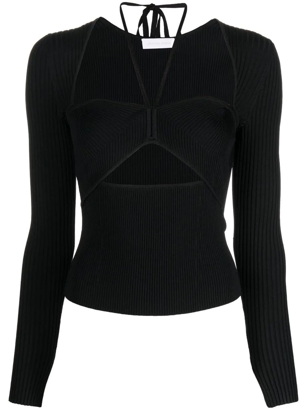 Alexia Neck-Tie Ribbed Top