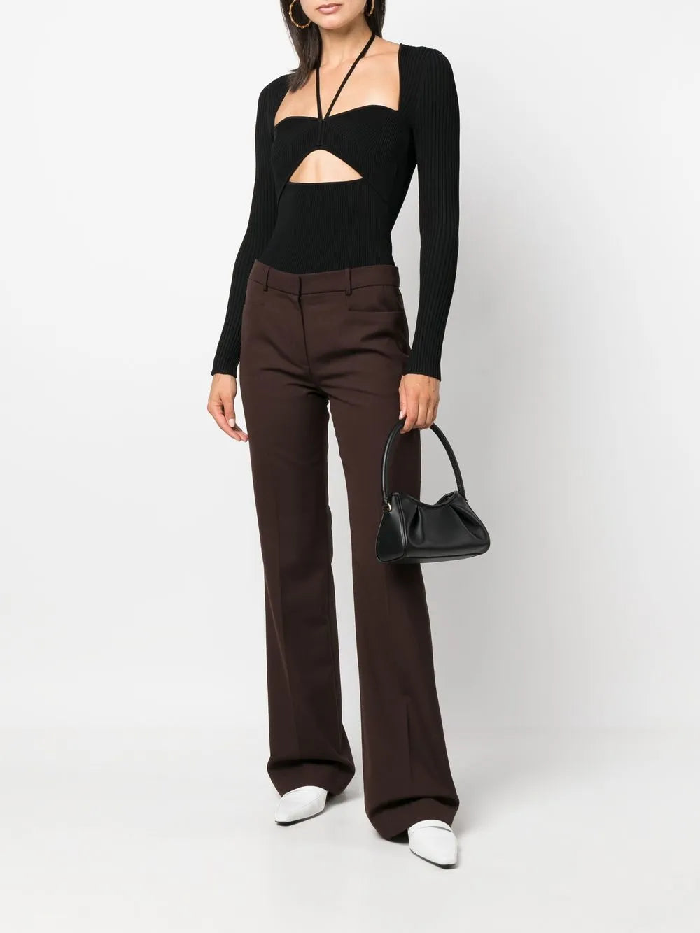 Alexia Neck-Tie Ribbed Top