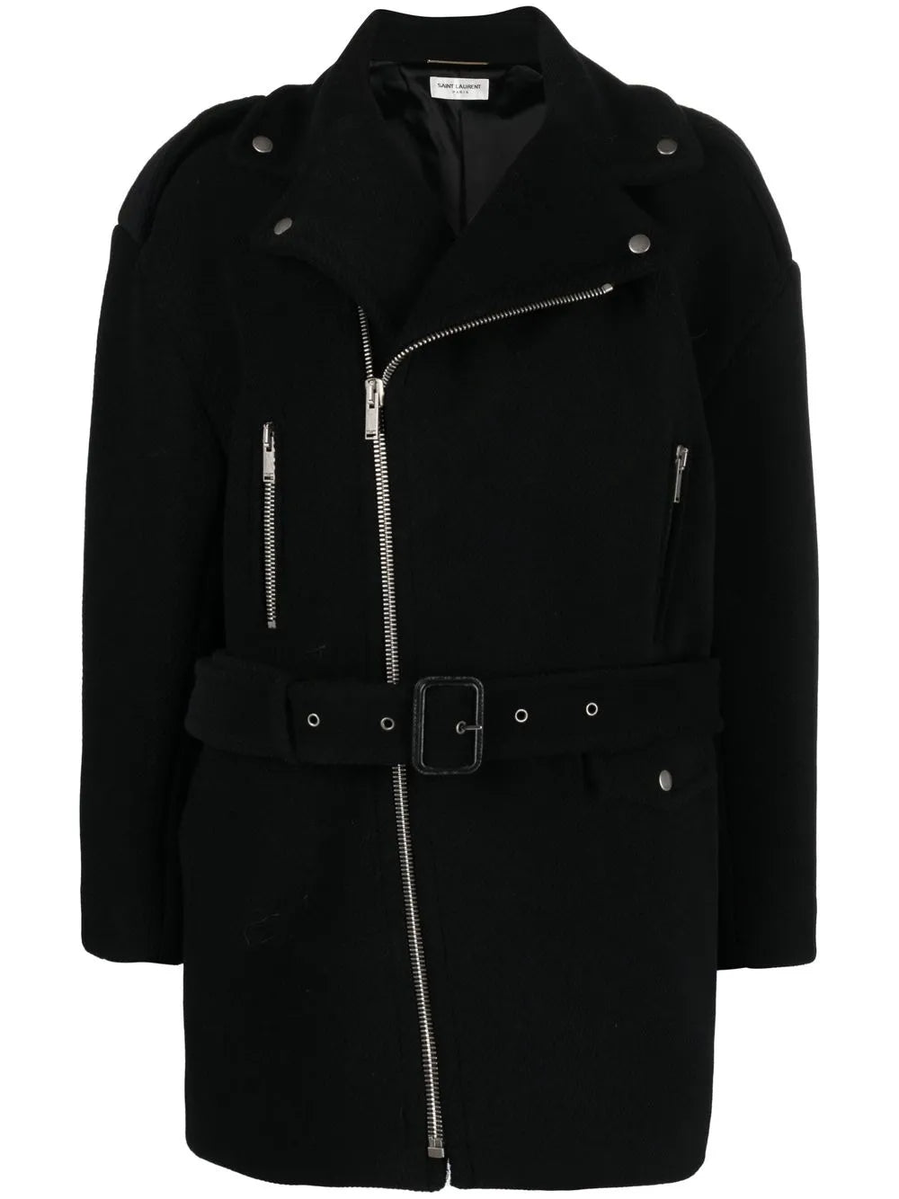 Notched-Collar Zip-Fastening Coat