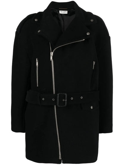 Notched-Collar Zip-Fastening Coat
