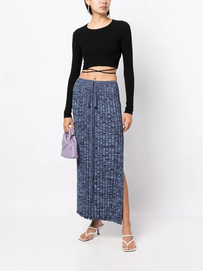 Ribbed Marl-Knit Maxi Skirt