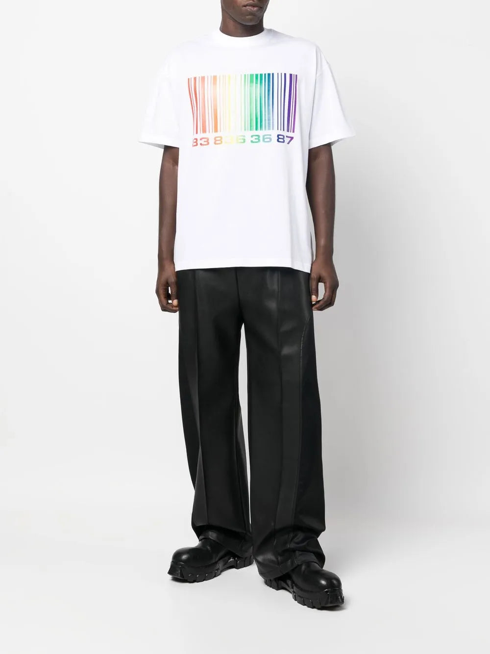 Barcode-Print Crew-Neck T-Shirt