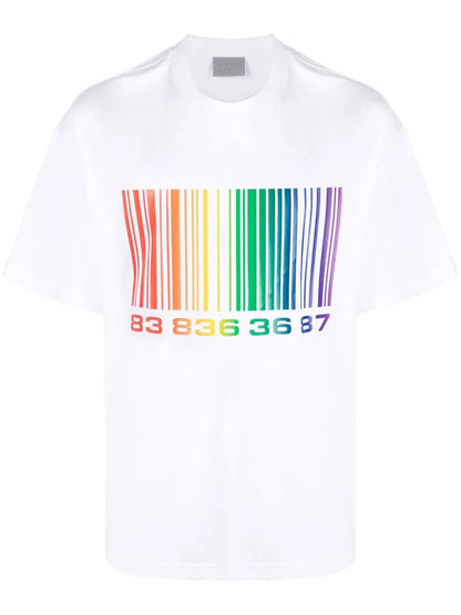Barcode-Print Crew-Neck T-Shirt