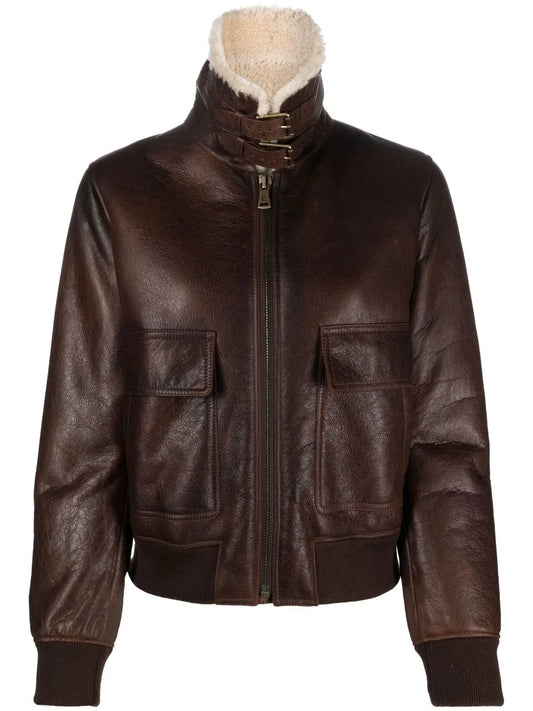 Niketa Shearling-Lined Leather Jacket