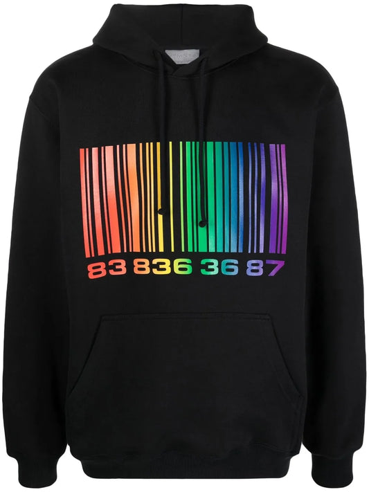 Barcode-Print Pullover Hoodie