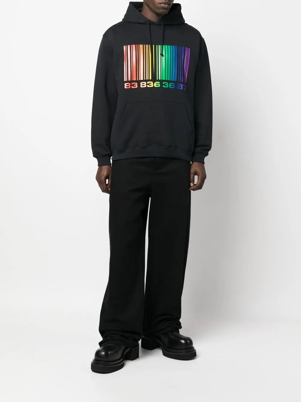 Barcode-Print Pullover Hoodie