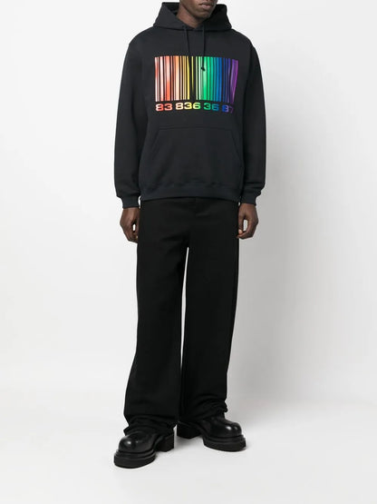 Barcode-Print Pullover Hoodie