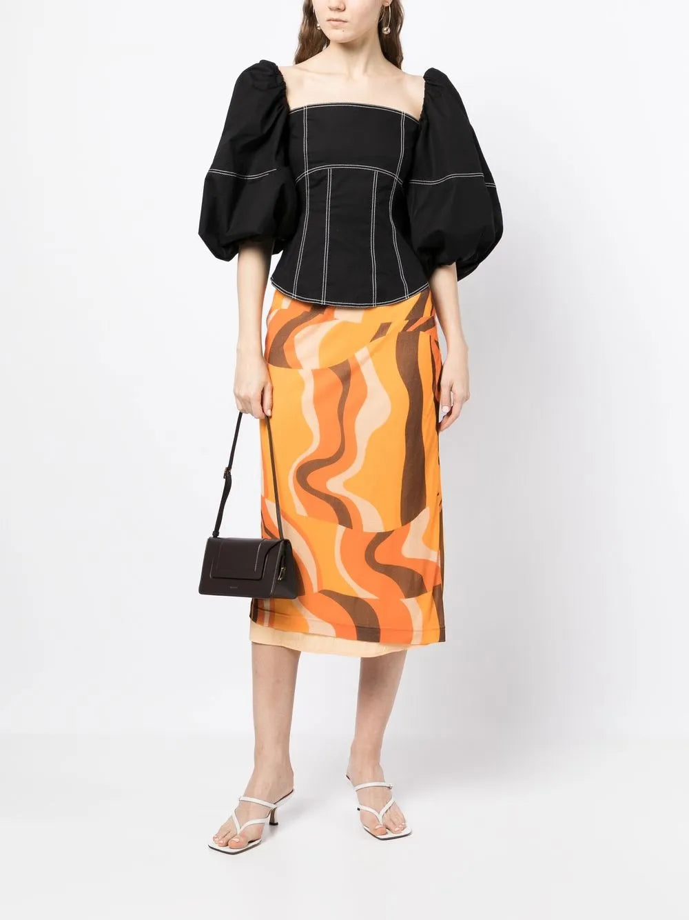 Mirren Abstract-Pattern Midi Skirt