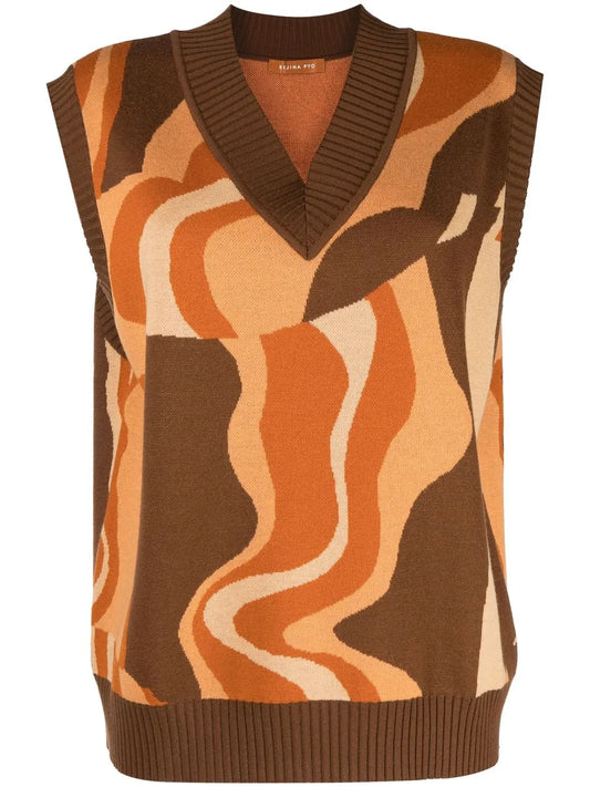 Frida Abstract-Pattern Knit Vest