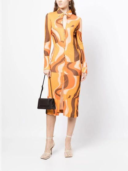 Sana Abstract-Pattern Shirt Dress