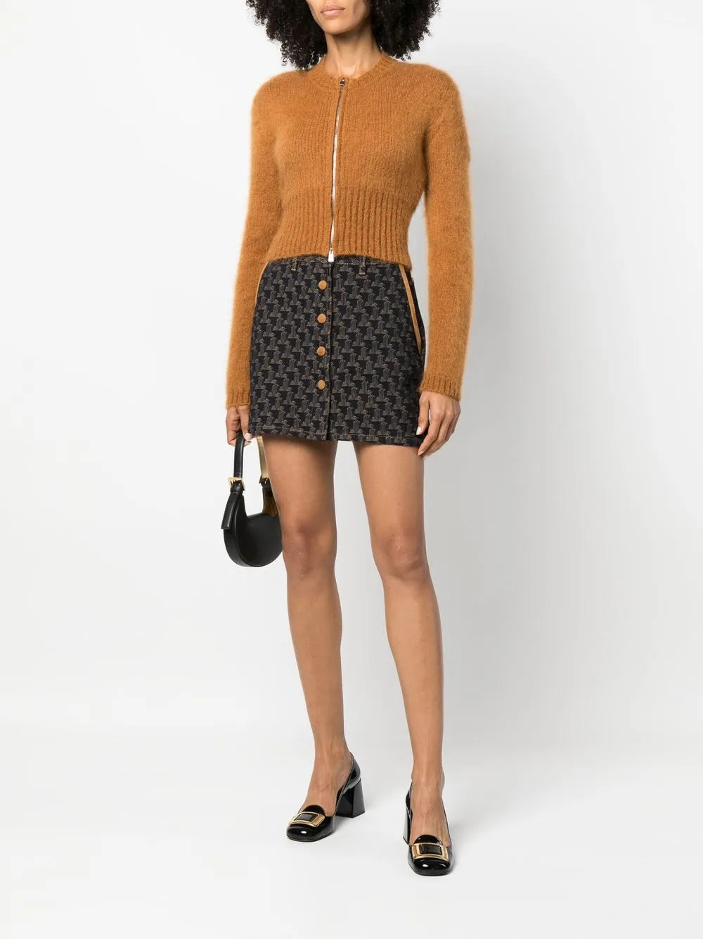 Logo-Jacquard Denim Skirt