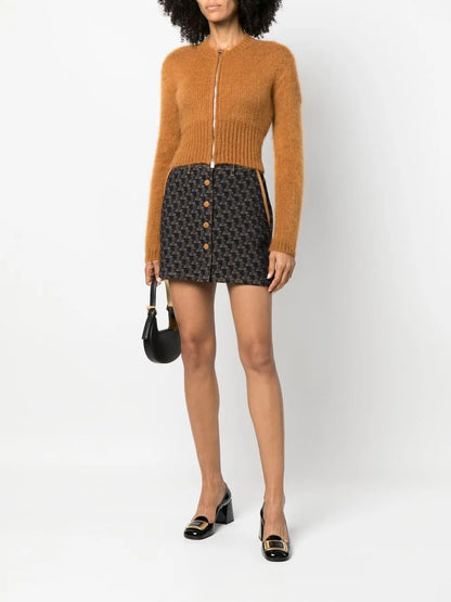 Logo-Jacquard Denim Skirt