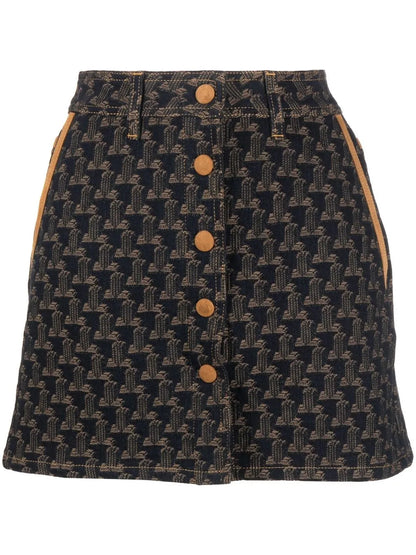 Logo-Jacquard Denim Skirt