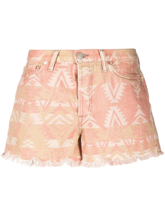 Geometric Frayed-Edge Shorts