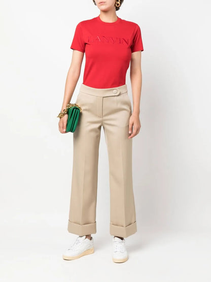 Mid-Rise Cropped Wool Trousers