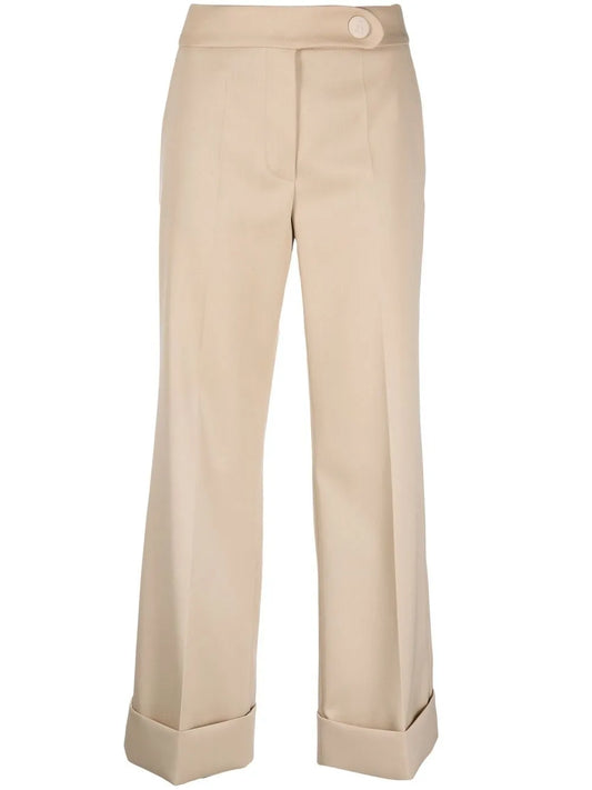 Mid-Rise Cropped Wool Trousers