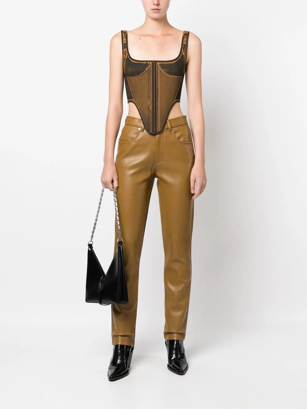 Leather-Effect Straight-Leg Trousers