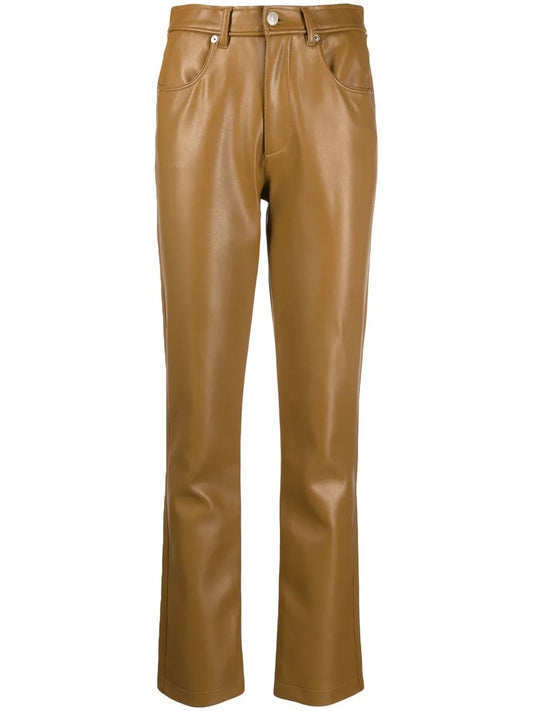 Leather-Effect Straight-Leg Trousers