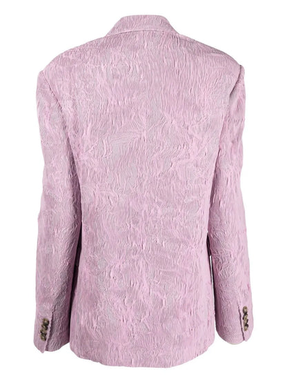 Crinkled Double-Breasted Fastening Blazer