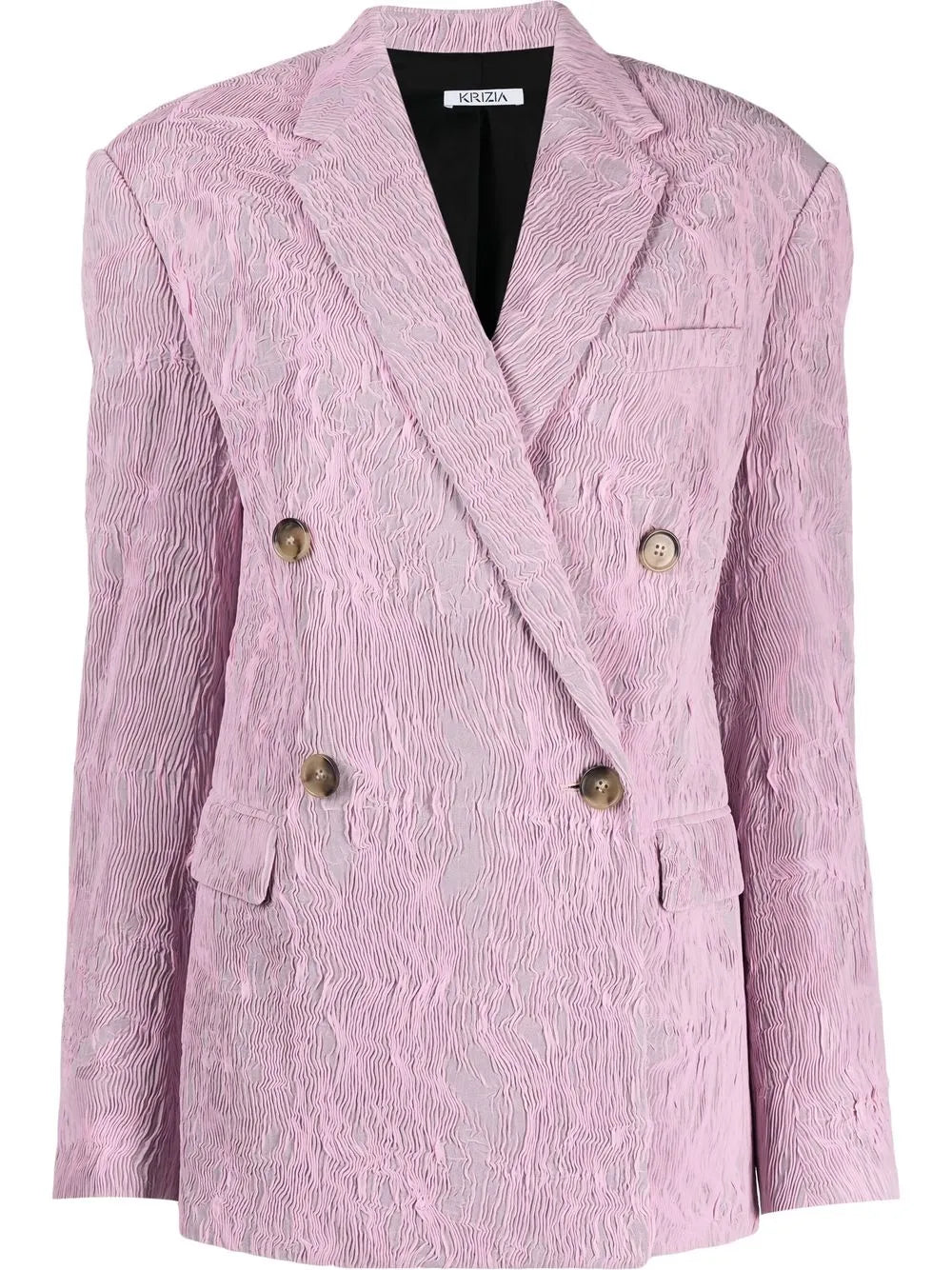 Crinkled Double-Breasted Fastening Blazer