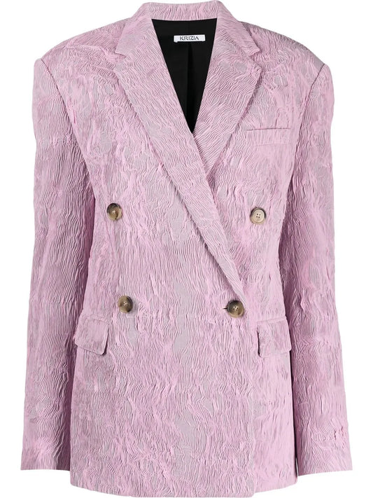 Crinkled Double-Breasted Fastening Blazer